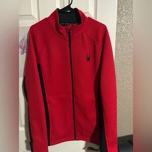 NWOT men’s Spyder Red and Black full zip mid layer jacket size L
